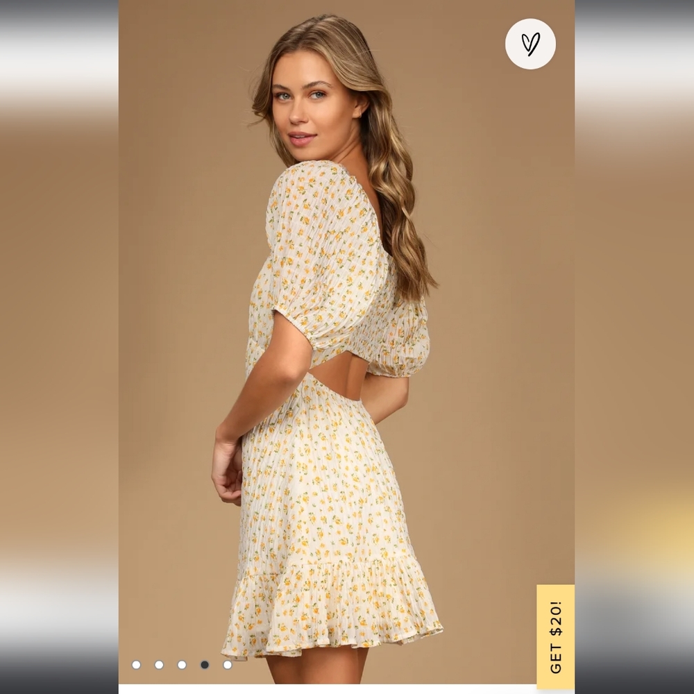 Lulu's Yellow Floral Mini Dress